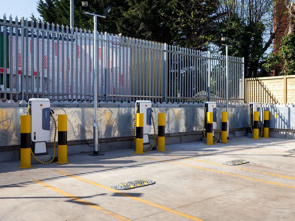 EV charging station at industrial transport hub